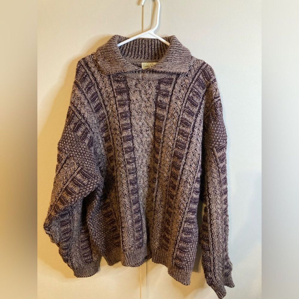 Vintage Carraig Donn Wool Sweater Men's L Brown Collared Knit